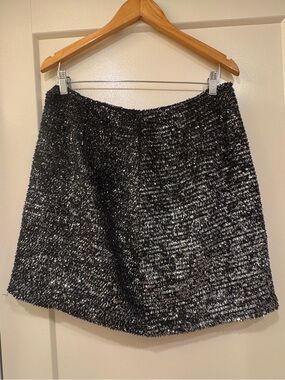 Women's Black & Silver Tweed A-Line Skirt